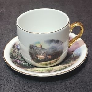Thomas Kincaid Moonlight Cottage Porcelain Teacup and Saucer Telefora